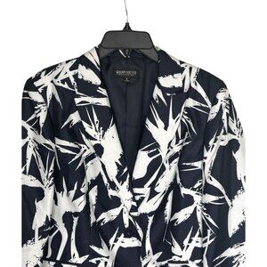 John Meyer Duster Coat Womens 8 May Fit Medium Navy Blue White Floral New